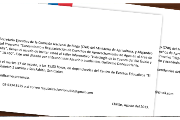 Comisión Nacional de Riego dictará taller sobre hidrología del Río Ñuble